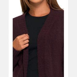 KARDIGAN damski długi sweter z kieszeniami BRĄZOWY MORAJ